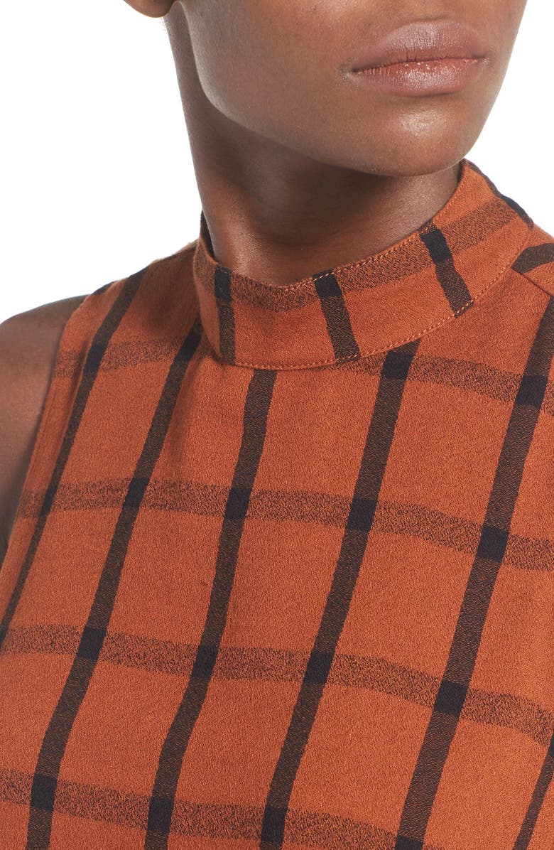 BP. Windowpane Plaid Mock Neck Top, Alternate, color, Rust Bisque Kate Windowpane
