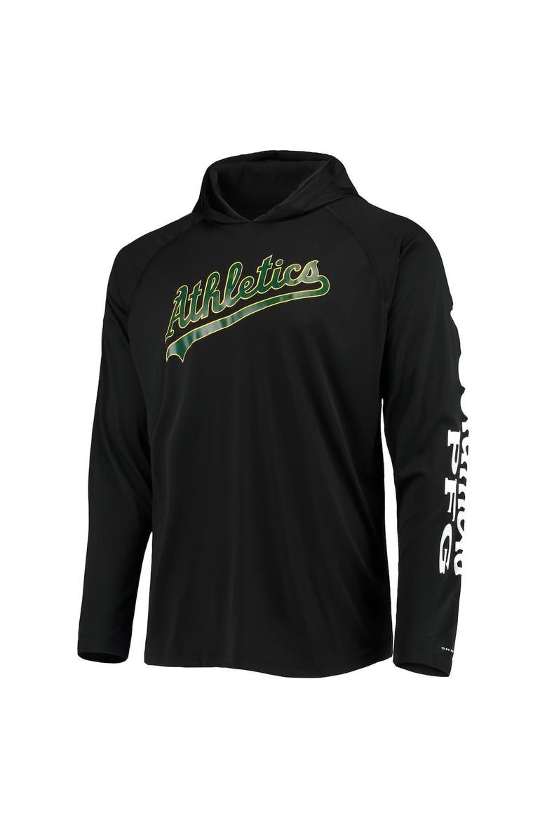 Columbia Men's Columbia Black Oakland Athletics Terminal Tackle Omni-Shade Raglan Pullover Hoodie, Alternate, color, 