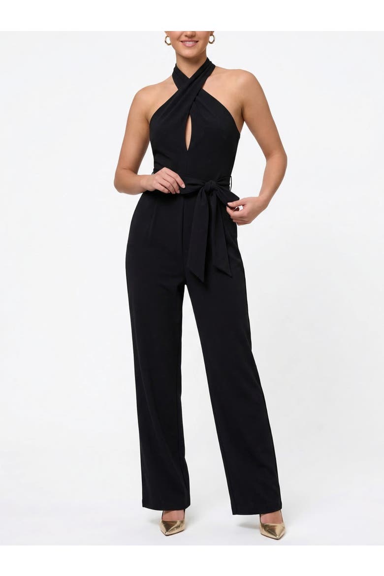 Ester Sleeveless Belted Jumpsuit, Main, color, Black