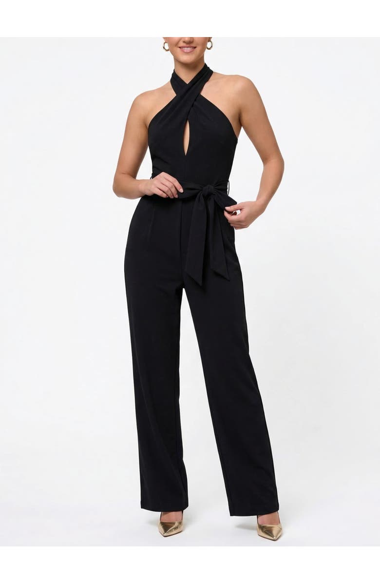 RACHEL Rachel Roy Ester Sleeveless Belted Jumpsuit, Main, color, Black