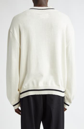 トップス Maison Margiela 21SS Vneck Sweatshirt MM6 Maison Margiela V-Neck Cotton & Wool Varsity Sweater
