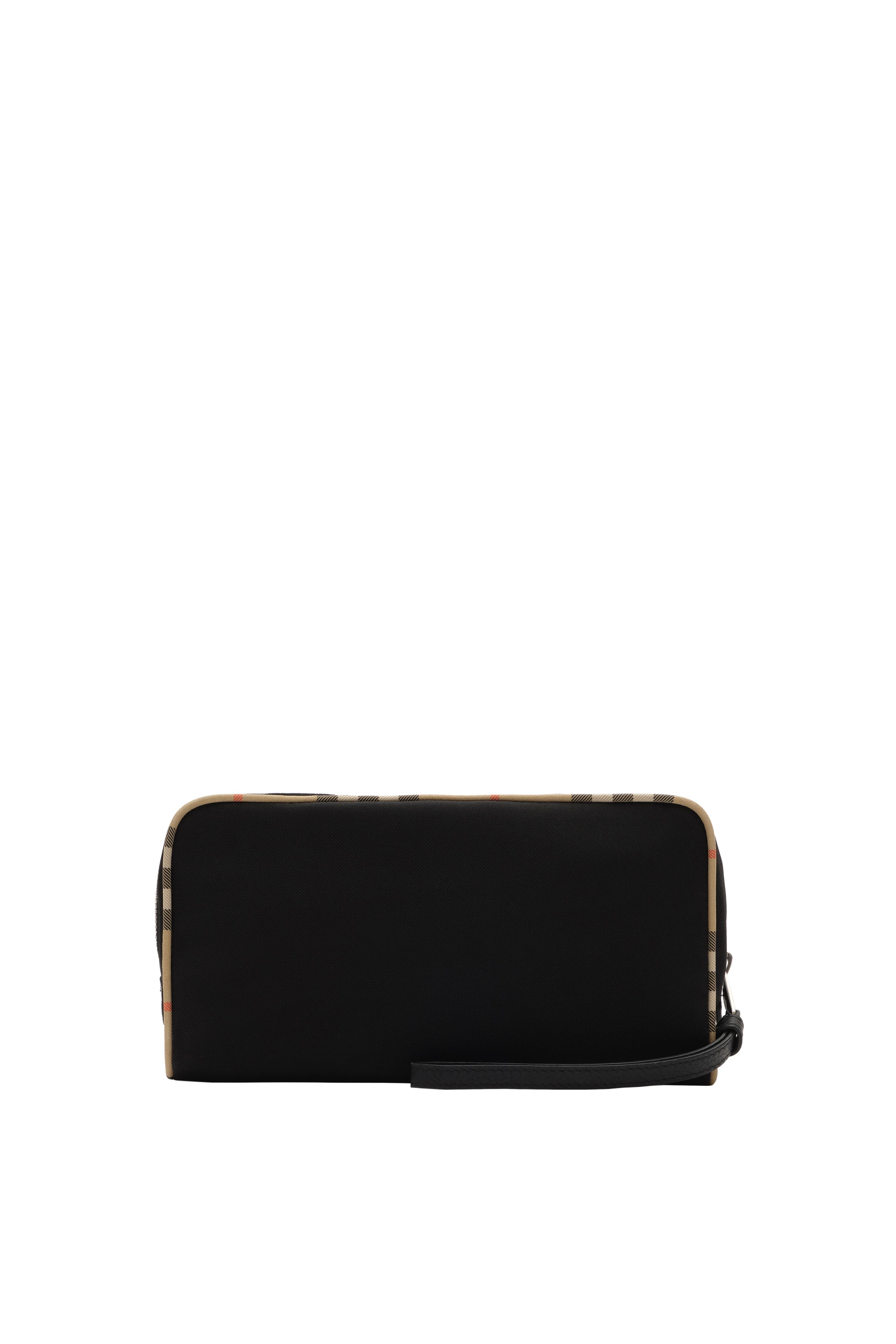 Burberry Medium Check Trim Travel Pouch, Alternate, color, Black