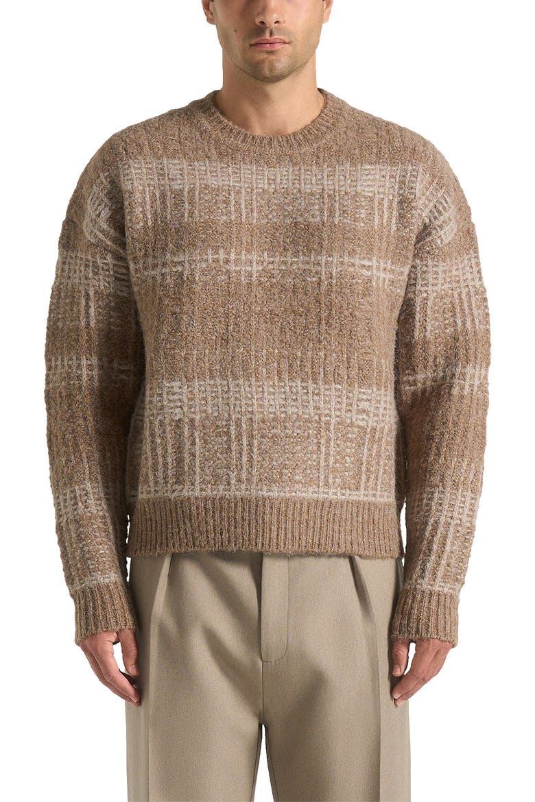 Ayden Check Wool Knit Jumper, Alternate, color, Taupe/Beige