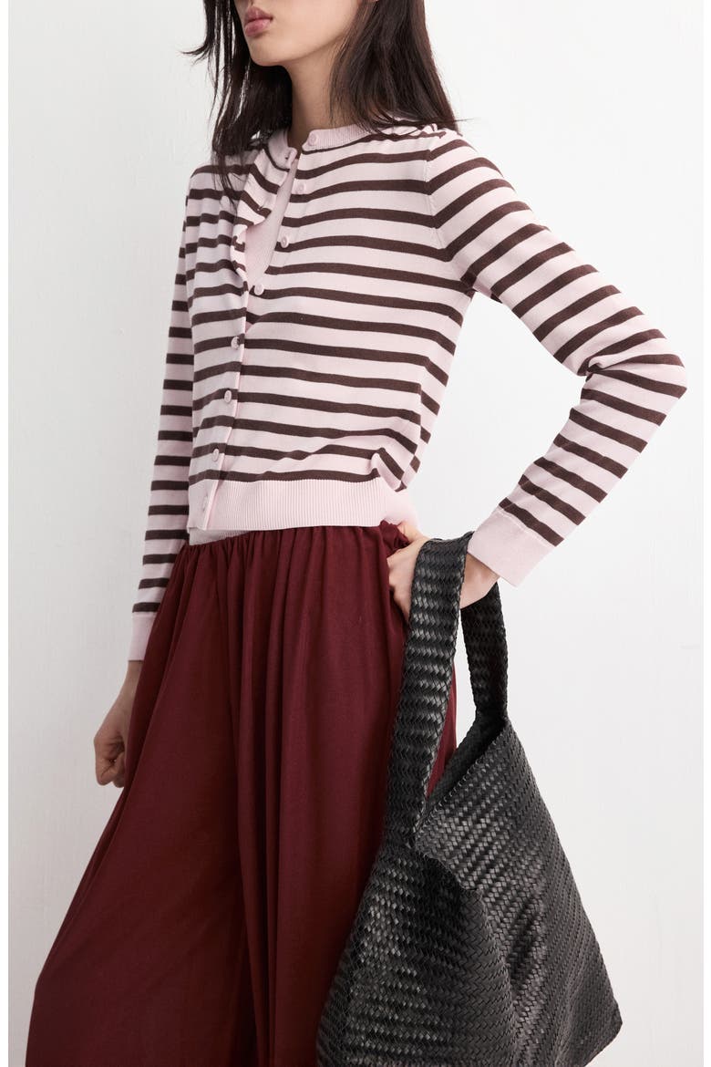 Stripped Knit Cardigan, Alternate, color, PINK