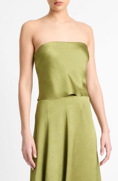 Detachable Strap Crop Satin Top