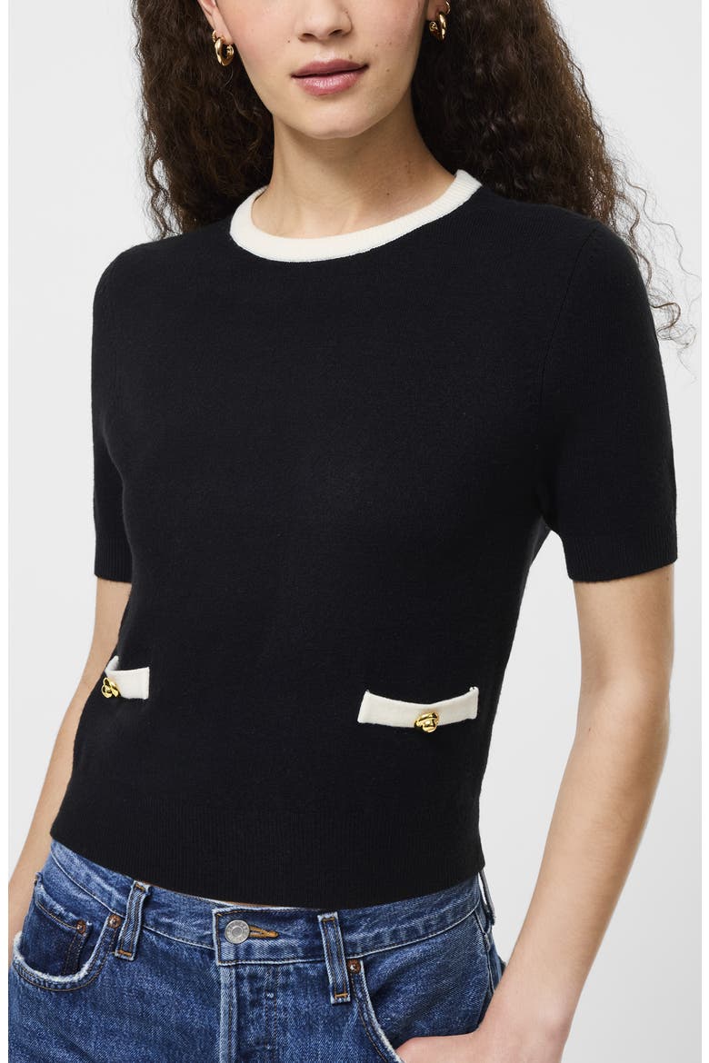 Babysoft Short Sleeve Sweater, Alternate, color, BLACK-PORCELAIN CREA