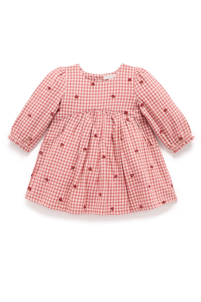 Gingham Broidery Dress, Main, color, Gingham Toadstool Broderie