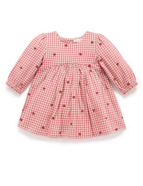 Gingham Broidery Dress