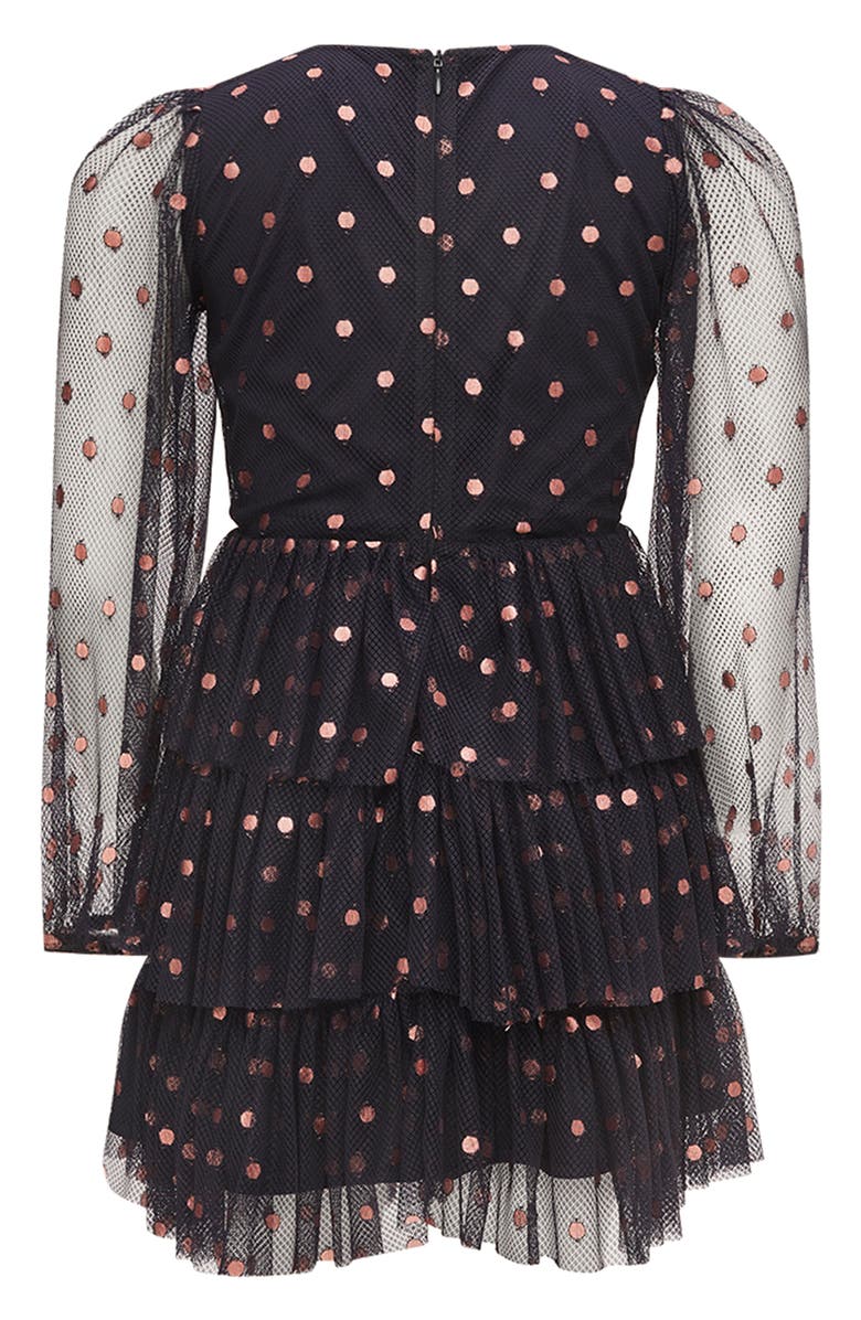 Bardot Junior Kids' Long Sleeve Spot Mesh Minidress, Alternate, color,