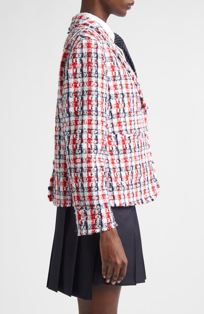 Thom Browne Shrunken Semi Semiconstructed Bouclé Tweed Sport Coat, Alternate, color, Red/White/Blue