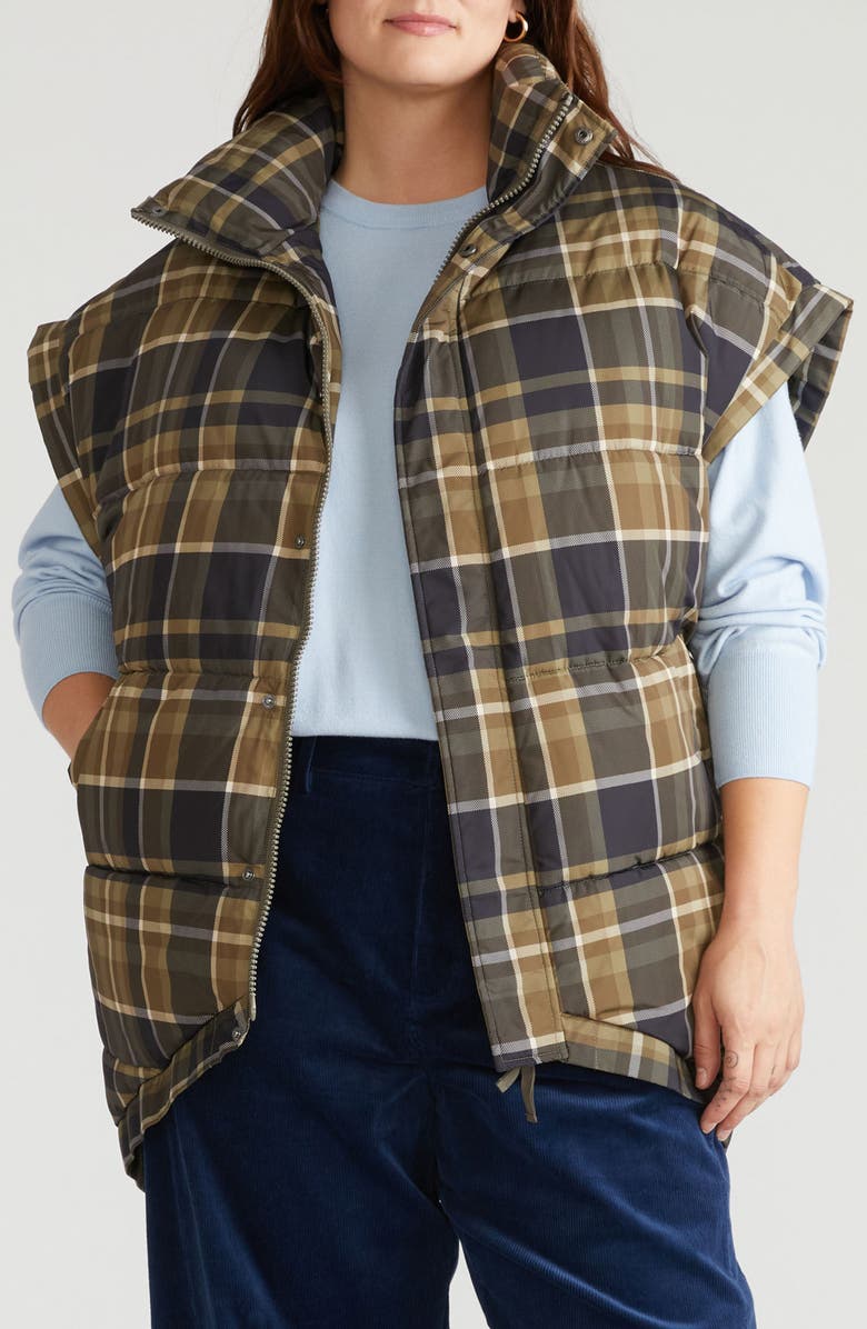 Universal Standard Paparazzi Puffer Vest, Main, color, Scottish Plaid