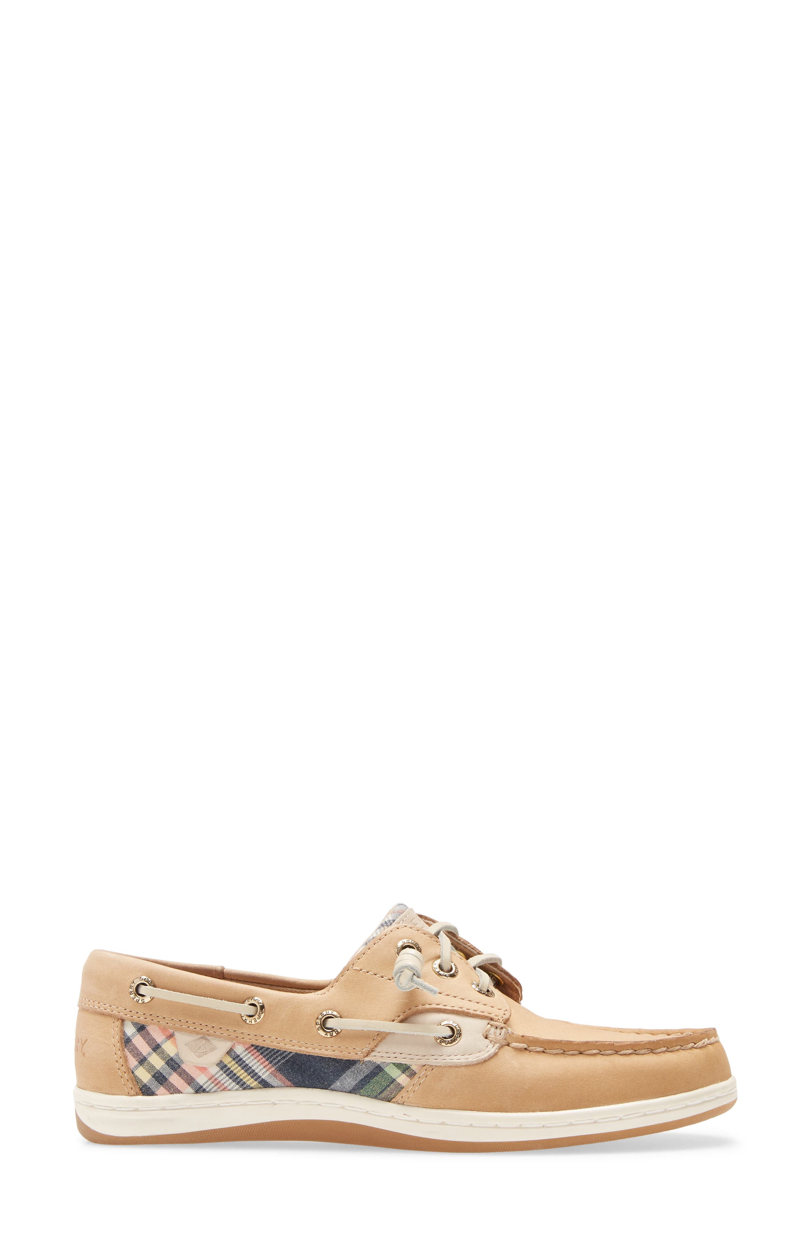 Songfish Boat Shoe, Alternate, color, TAN / KICK BACK PLAID FABRIC