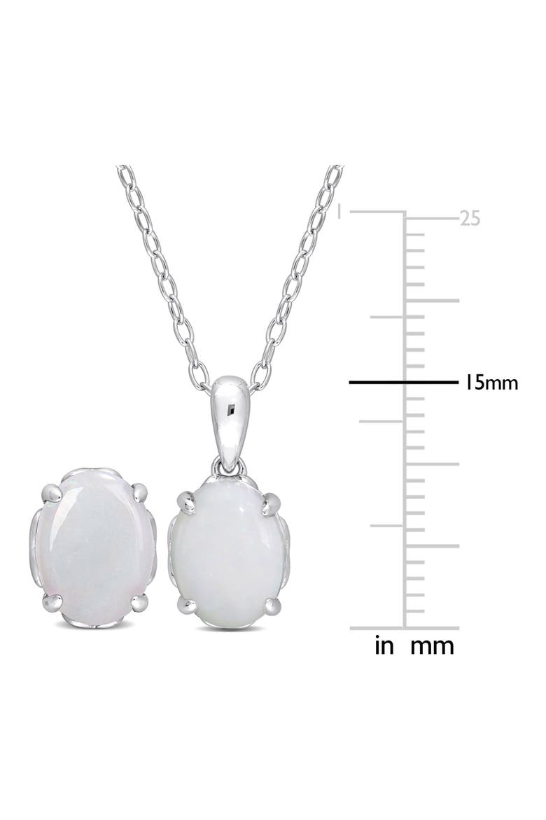 Oval Opal Stud Earrings & Pendant Necklace Set, Alternate, color, WHITE