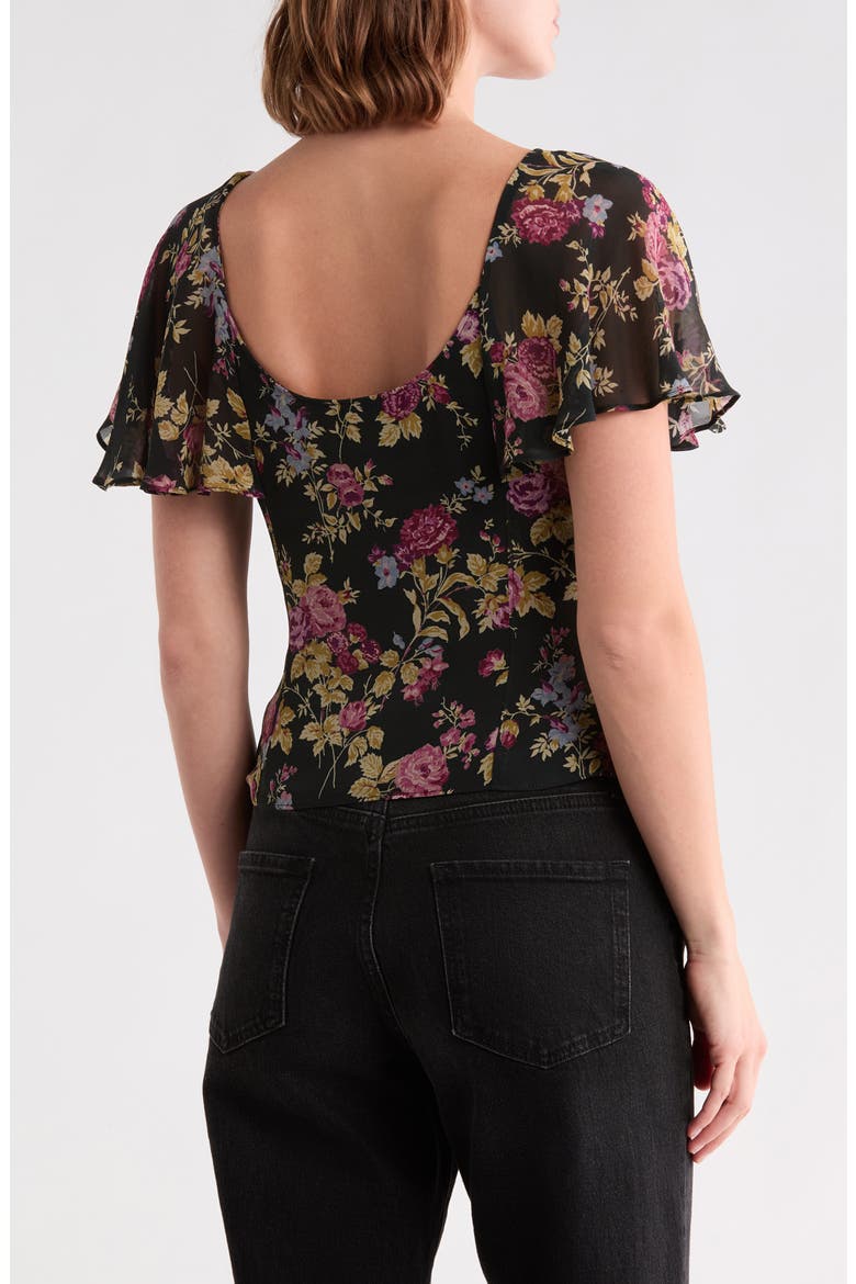 Kiko Floral Button Front Top, Alternate, color, BLACK MULTI