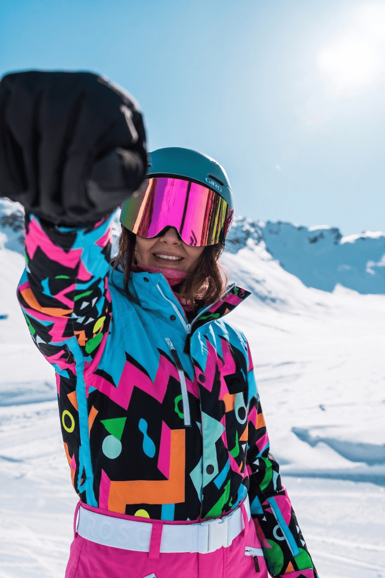 Nutscracker 2.0 Shaped Women's Ski Suit, Alternate, color, Black with neon pink