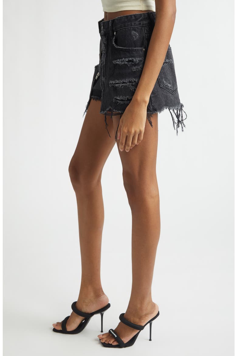 Distressed Double Layer Denim Skort, Alternate, color, GREY AGED