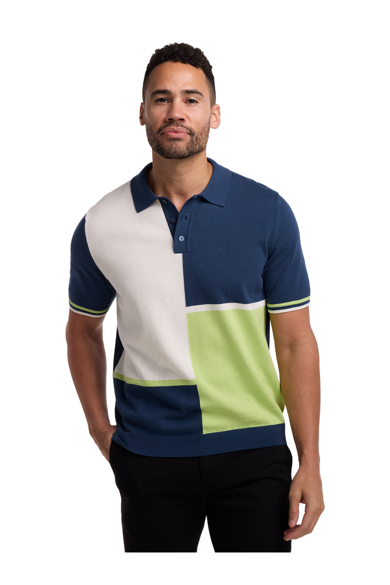 Cotton Three Button Polo, Alternate, color, Blue Multi