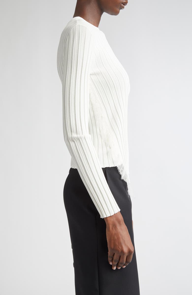 McQueen Asymmetric Ruffle Detail Rib Sweater, Alternate, color, Ivory
