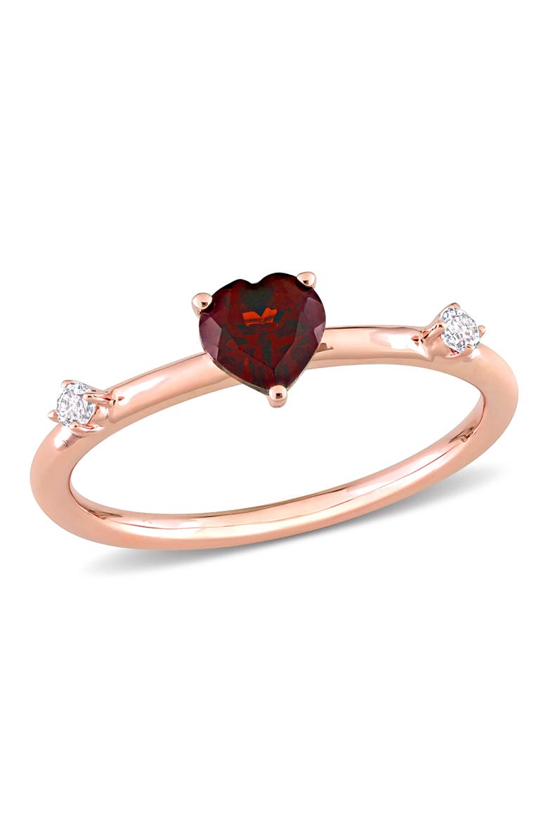 Garnet & White Topaz Stackable Ring 10k, Main, color, Garnet