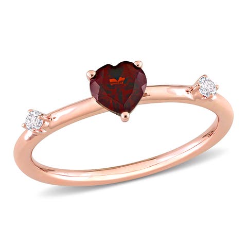 Garnet & White Topaz Stackable Ring 10k