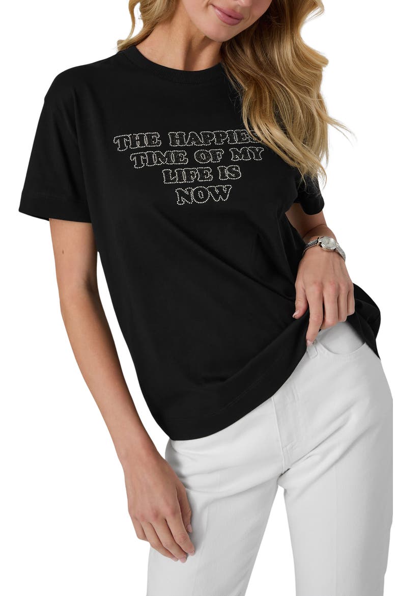 x Marilyn Monroe Embellished Slogan Graphic Tee, Main, color, JBLACK-BLACK