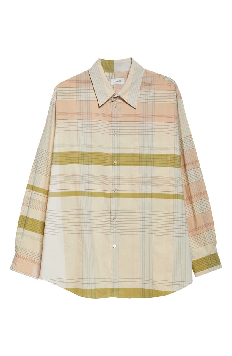 Lemaire Relaxed Check Cotton Button-Up Shirt, Alternate, color, 