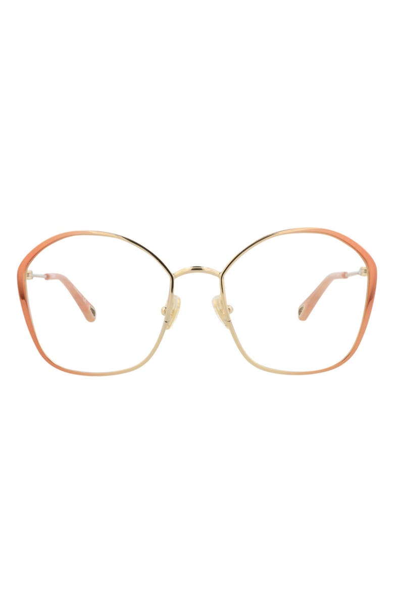 Chloé 53mm Round Optical Glasses, Main, color, Nude Nude Transparent