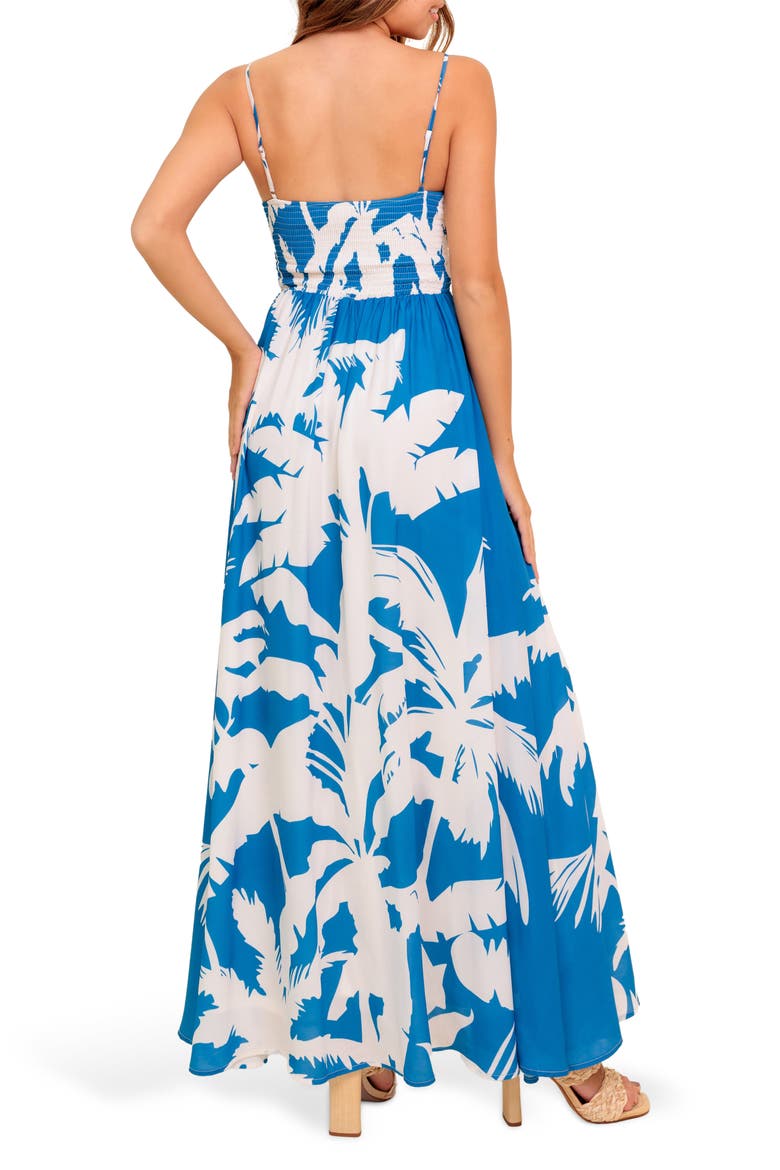 Frond Tie Front Maxi Dress, Alternate, color, NAVY/ WHITE