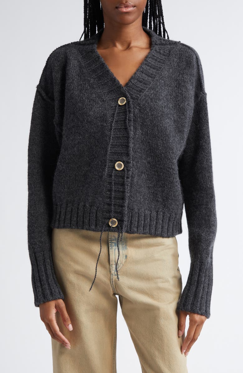 Acne Studios Krypton Wool V-Neck Cardigan, Main, color, Anthracite Grey