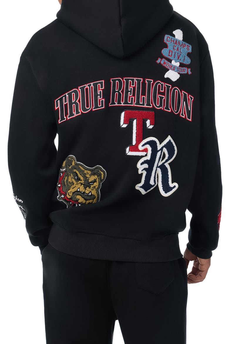 Logo Patch Hoodie, Alternate, color, JET BLACK