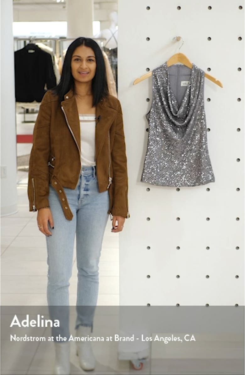Sequin Cowl Neck Top, sales video thumbnail