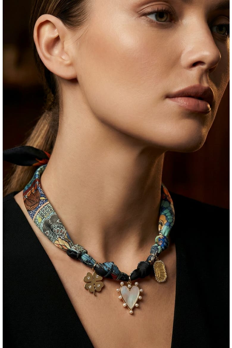 Addy Scarf Charm Necklace, Alternate, color, GOLD MULTI
