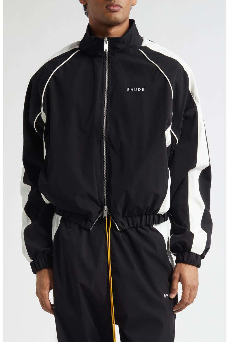 Ramona Piped Track Jacket, Main, color, BLACK / WHITE