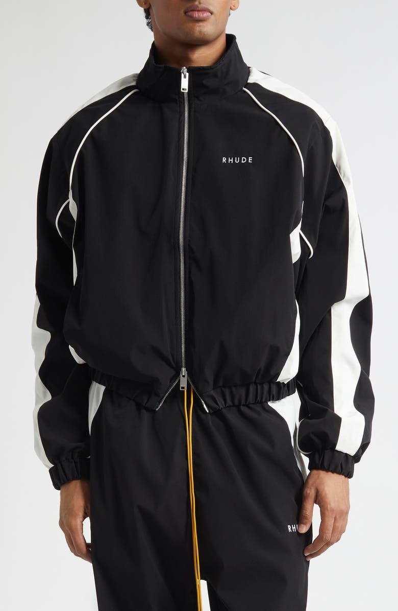Rhude Ramona Piped Track Jacket, Main, color, Black / White