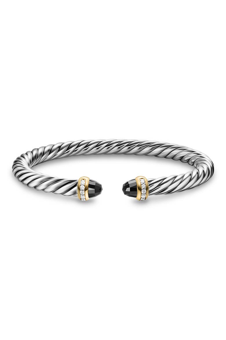 Cable Flex Bracelet with Black Onyx & Diamonds, Alternate, color, SILVER PAVE
