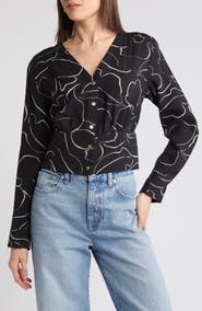 Madewell Lusterweave V-Neck Button-Front Shirt