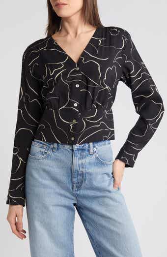 Madewell Lusterweave V-Neck Button-Front Shirt