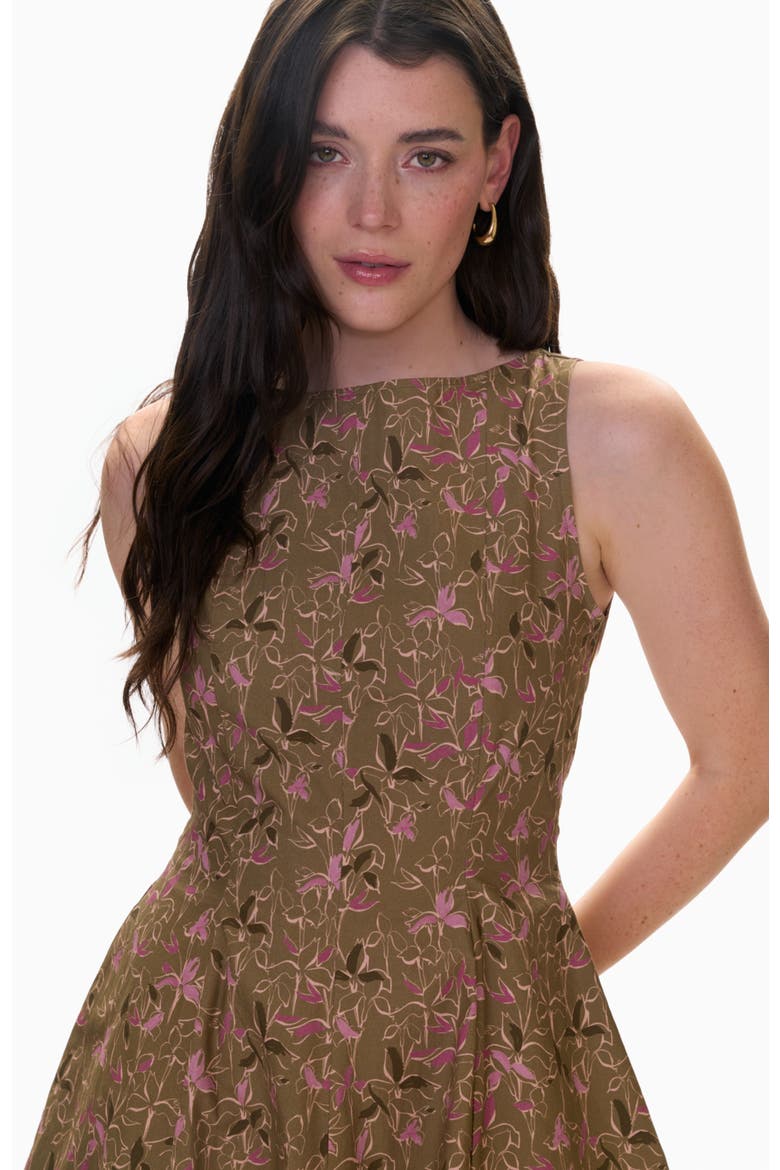 Madelyn Seamed Mini Dress, Alternate, color, Olive Multi