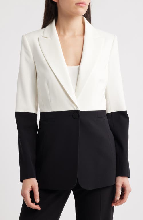 Tahari Asl Colorblock Blazer In White Black