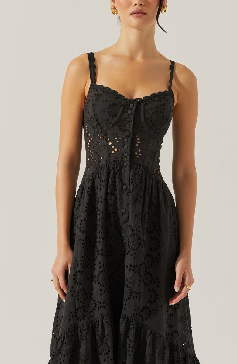 ASTR the Label Yamila Cotton Eyelet High-Low Dress, Alternate, color, 