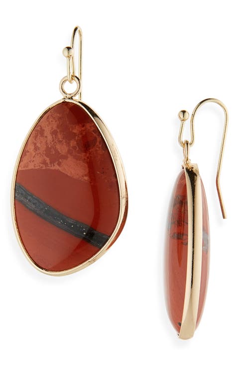Circle Stone Drop Earrings