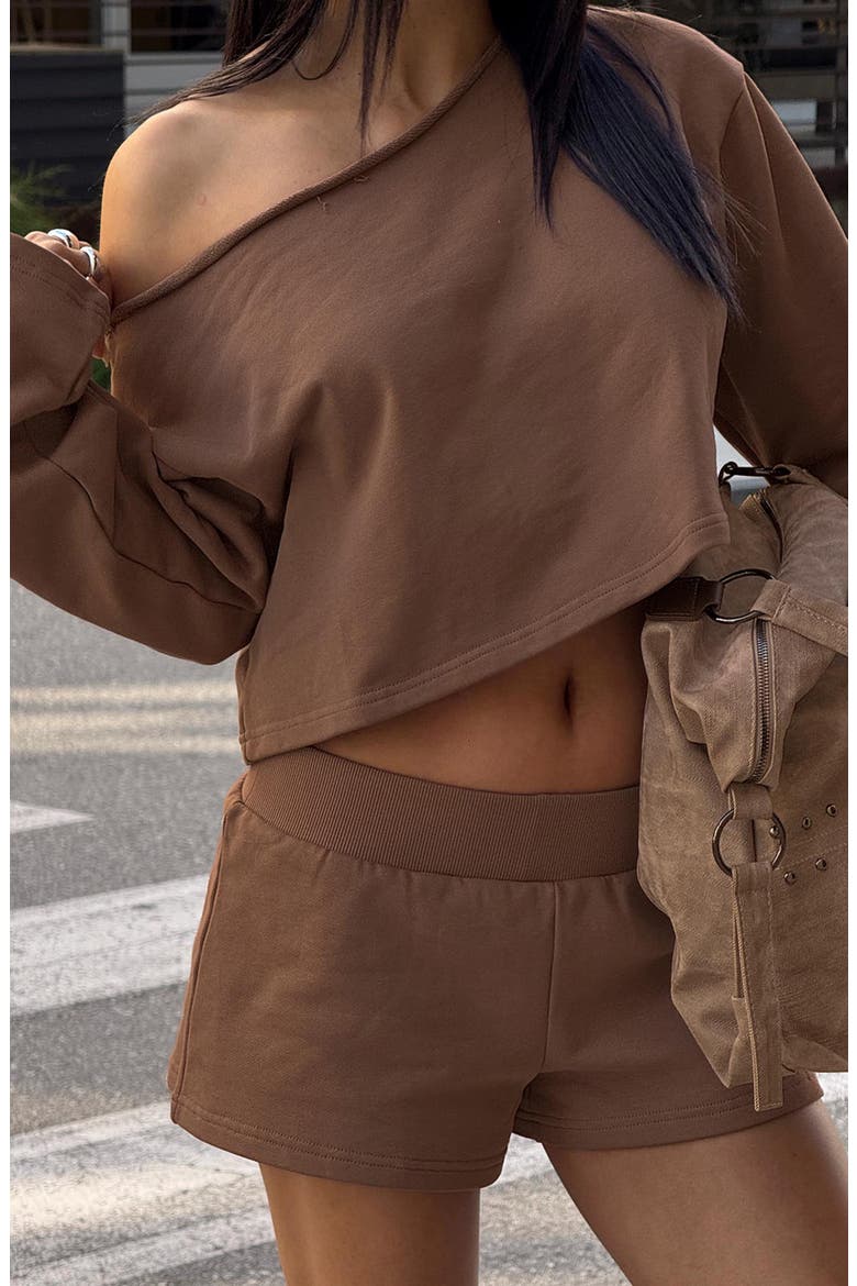 Daybreak Rib Waist Shorts, Alternate, color, COCOA