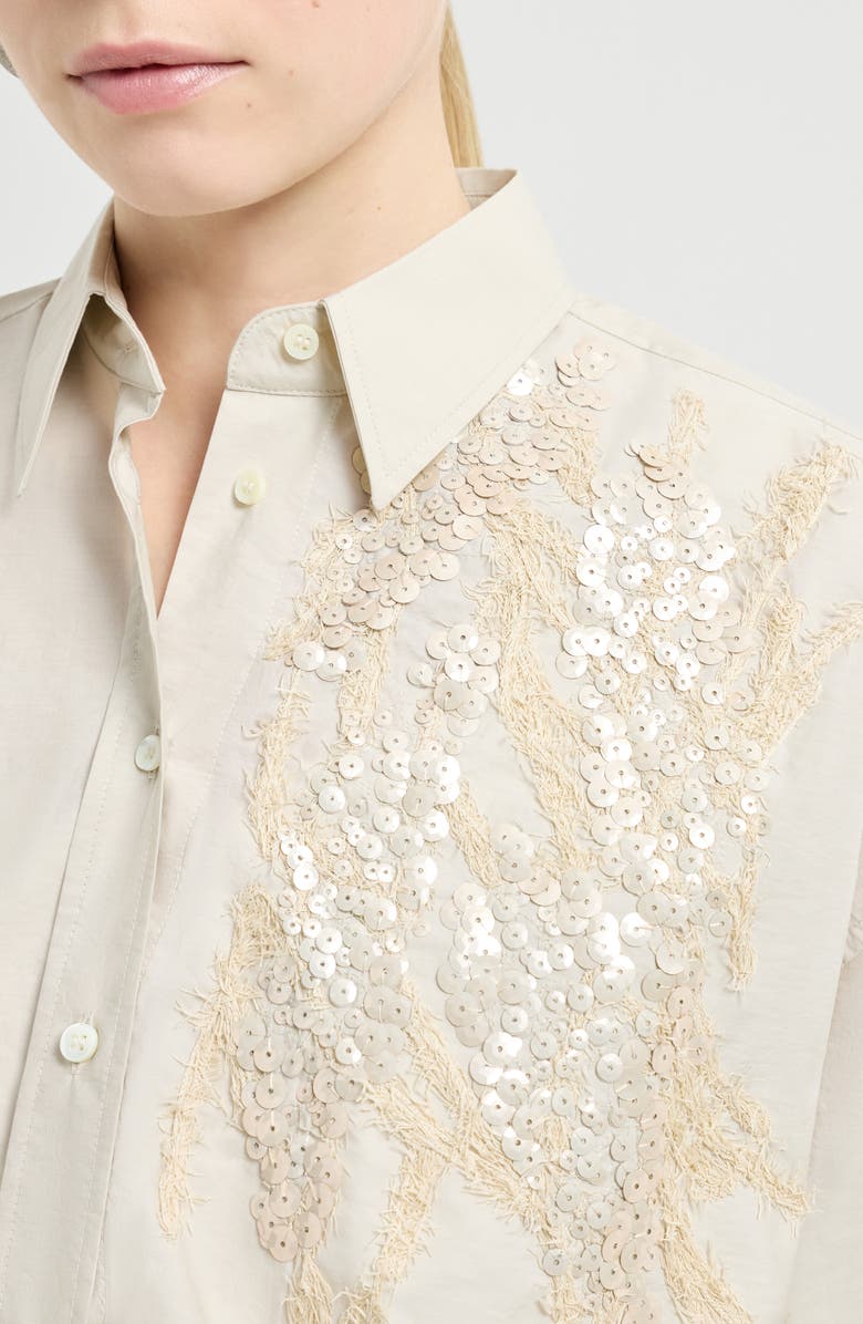 Brunello Cucinelli Shirt with dazzling seabed embroidery, Alternate, color, Panama