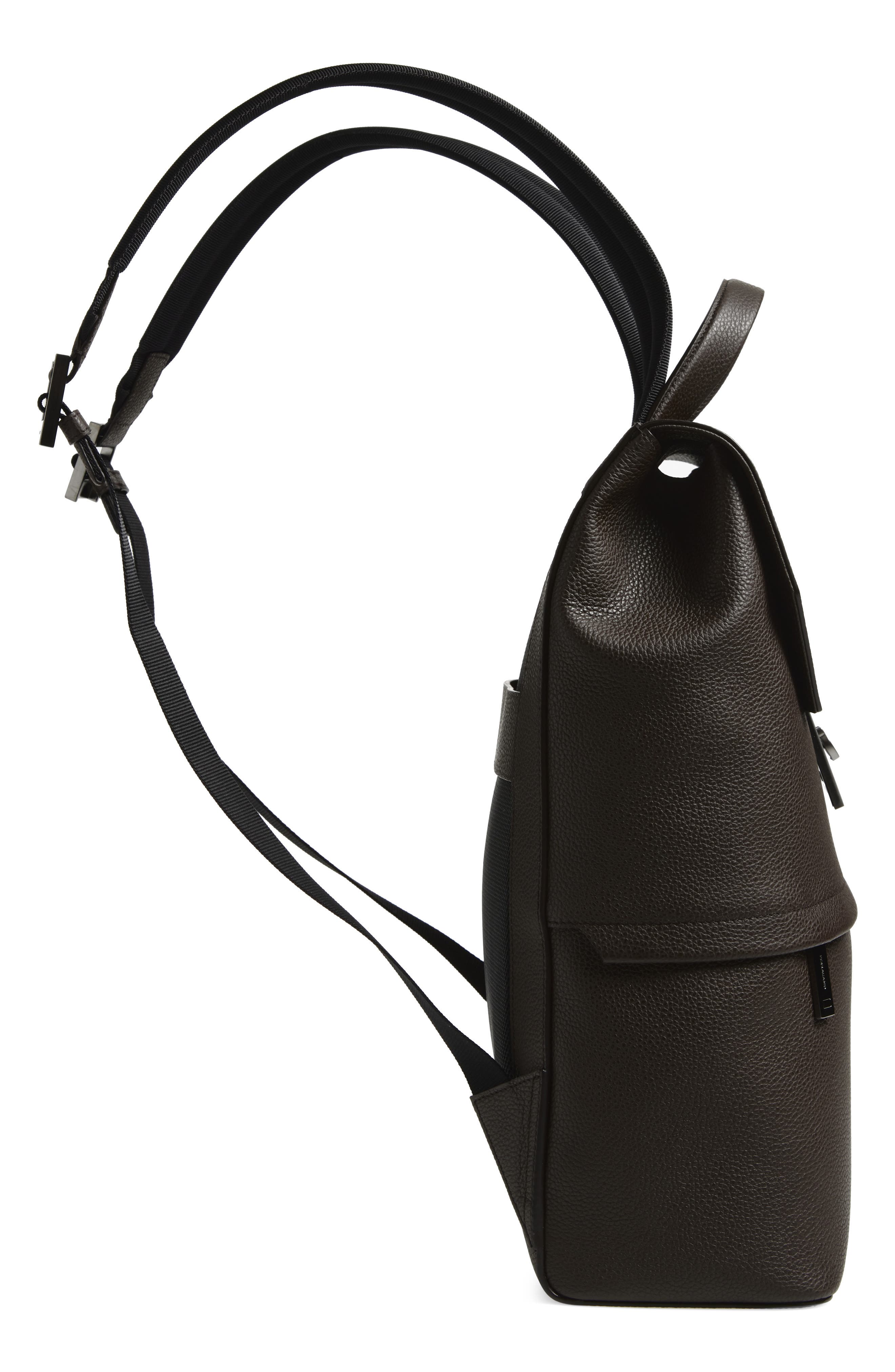 FERRAGAMO Twins Leather Backpack, Alternate, color, Testa Di Moro Nero