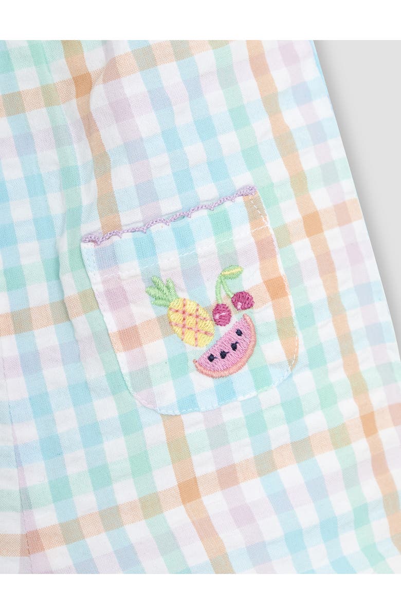 JOJO MAMAN BEBE Fruit Embroidered Cotton Romper, Alternate, color, Blue/ Yellow