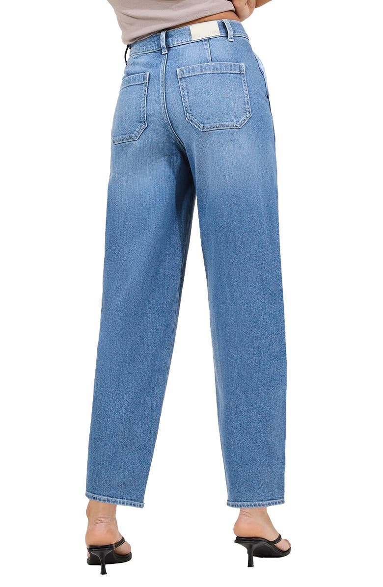 Lipsy High Waist Barrel Jeans, Alternate, color, Mid Wash