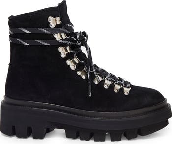 Wanda Genuine Shearling Lug Sole Combat Boot