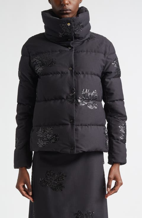 Sequin Flannel Down Puffer Jacket