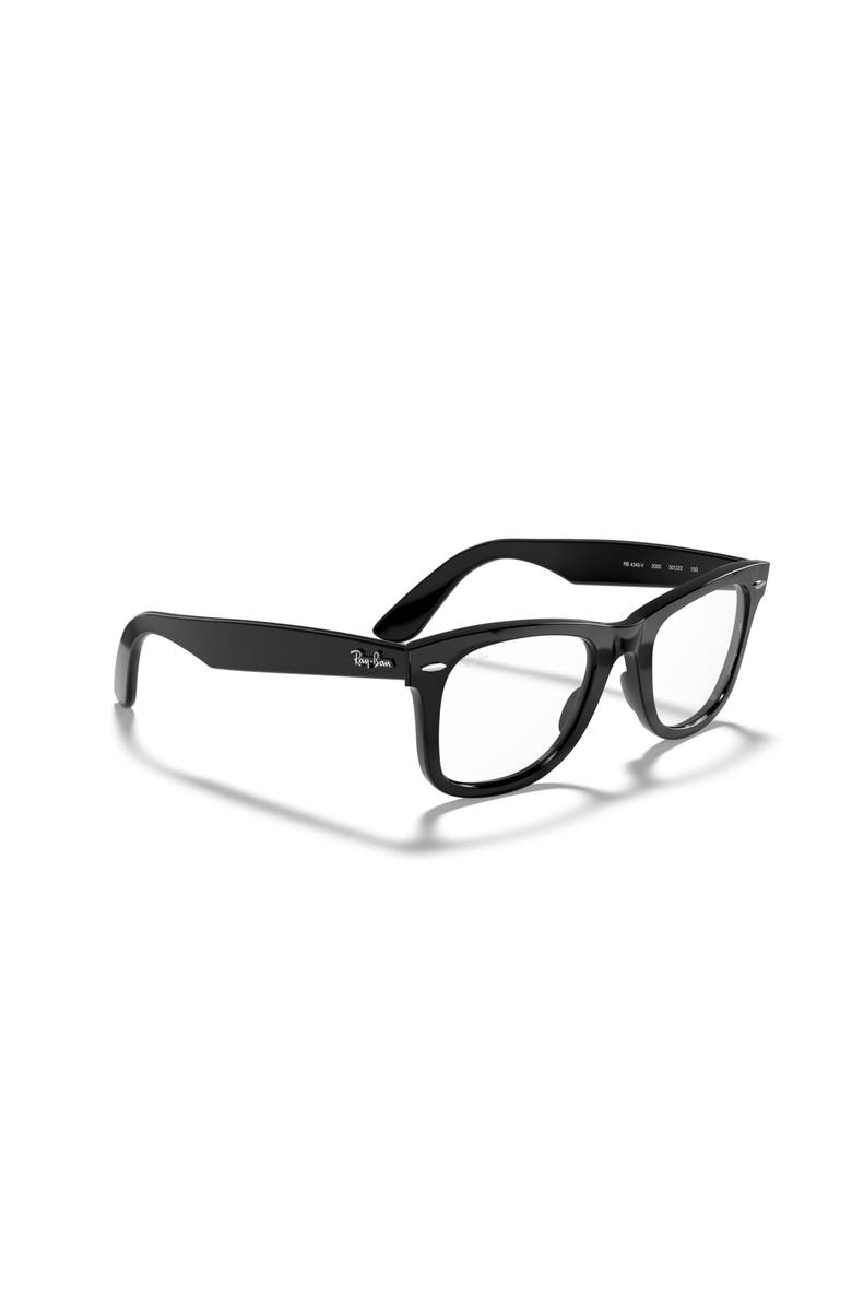 Ray-Ban 50mm Square optical glasses, Alternate, color, Black