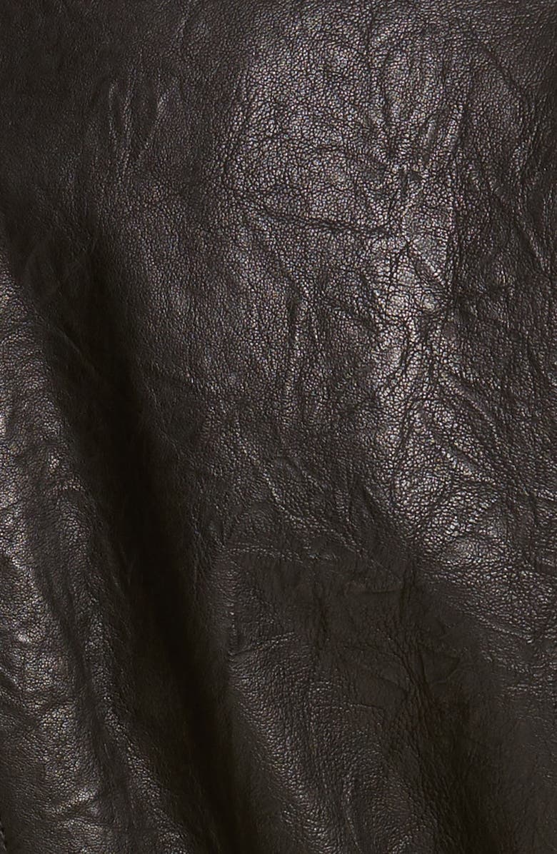 GRLFRND Charlie Belted Crinkled Leather Moto Jacket, Alternate, color,